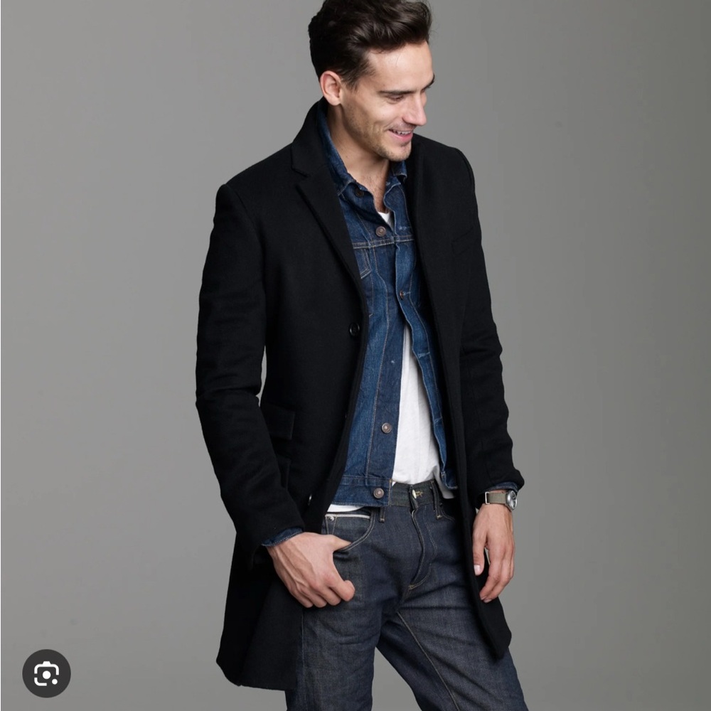 J. Crew Black Wool and Cashmere Men's Topcoat